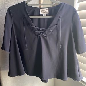 Dark grey lace up top